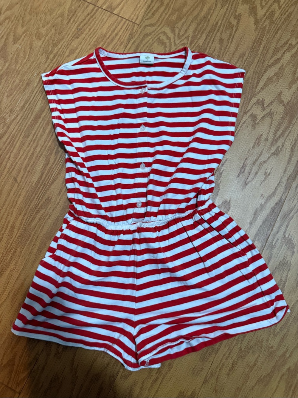 Tucker + Tate Red and White Striped Sleeveless Romper - 6